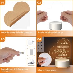 Nikcorp LED 3D noćna lampa za mamu, personalizirani poklon za rođendan i Majčin dan, akrilna dekoracija za spavaću sobu, toplo svjetlo