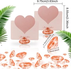 Nikcorp Držači za kartice dijamant, elegantni stalak za brojeve stolova, vjenčanje, set 12 kom, prozirni akril, rozo zlatni