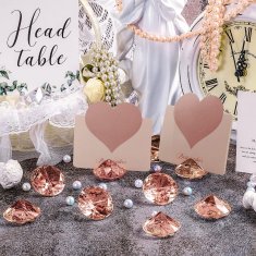 Nikcorp Držači za kartice dijamant, elegantni stalak za brojeve stolova, vjenčanje, set 12 kom, prozirni akril, rozo zlatni