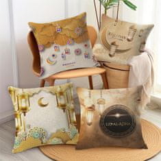 Nikcorp Set 4 ukrasne jastučnice za Ramazan, elegantni dizajn sa zlatnim mjesecom, izdržljivi lan, za kauč i spavaću sobu, 45x45cm