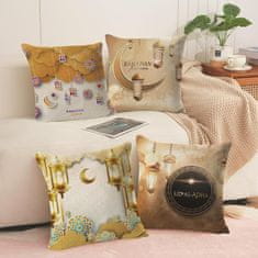 Nikcorp Set 4 ukrasne jastučnice za Ramazan, elegantni dizajn sa zlatnim mjesecom, izdržljivi lan, za kauč i spavaću sobu, 45x45cm
