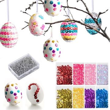 Nikcorp Uskrsna jaja od stiropora 20 kom, kreativni set za ukrašavanje s naljepnicama i šljokicama, DIY dekoracija, 6x4,5 cm