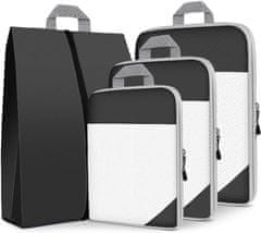 Nikcorp Set putnih organizatora za kofer 4u1, torbe za pakiranje odjeće i navlaka za cipele, vodootporni najlon, crni