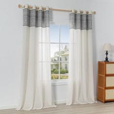 Nikcorp Dekorativne zavjese s prstenovima, set 2 kom, prozračne i poluprozirne za privatnost, žakard uzorak lišća, izgled lana, bijele 245x140 cm