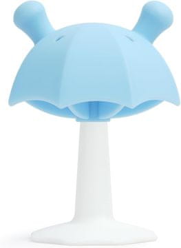 Nikcorp Silikonska grickalica za bebe za masažu i ublažavanje bolnih desni, bez BPA, s vakuumskim držačem, oblik kišobrana, plava