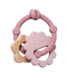 Nikcorp Senzorna grickalica za bebe za zubiće, 3 dijela, silikon i drvo, za ublažavanje boli desni i razvoj motorike, roza