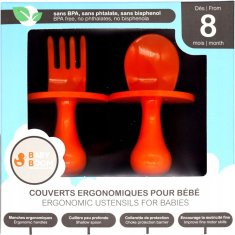 Nikcorp Dječji pribor za jelo žlica i vilica, ergonomski set za učenje samostalnog hranjenja, za bebe od 8+ mjeseci, narančasti