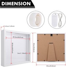 Nikcorp JIZZU 3D okvir za slike sa spremnikom 2u1, drveni za uspomene, s LED svjetlima i 8 pozadina, 22x22 cm