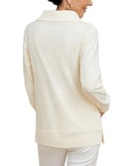 Nikcorp Ženska majica s visokim ovratnikom na patentni zatvarač, udobna i elegantna, s V-izrezom i bočnim džepovima, bijela, XL