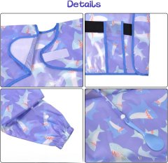 Nikcorp Dječji podbradak s rukavima 2u1, vodootporna pregača i navlaka za hranilicu, podesivi, za bebe od 6 mjeseci, morski pas