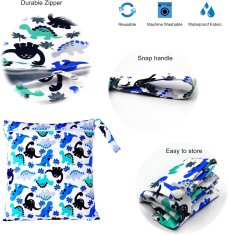 Nikcorp Torbe za pelene, set 3 kom, vodootporne, za mokru i suhu odjeću, višekratne, s patentnim zatvaračem, 28x30cm i 14x18cm