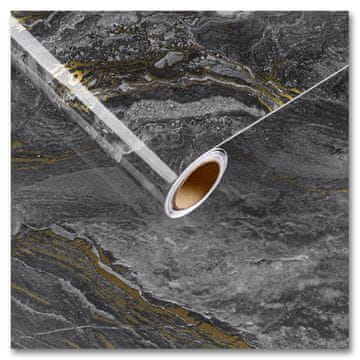 Nikcorp Samoljepljiva folija za namještaj, vodootporna PVC tapeta za brzu obnovu kuhinje i kupaonice, crno-zlatni mramor 30x200 cm