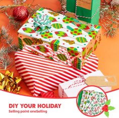 Nikcorp Papir za zamatanje poklona 150 kom, ukrasni papir za Božić, rođendane, dekoracije, 7 boja, 50x50 cm