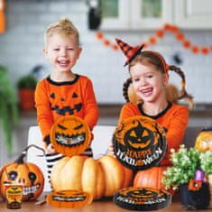 Nikcorp Set papirnatog posuđa za Halloween party za 10 osoba, jednokratni tanjuri, čaše, salvete i slamke, motiv bundeve i šišmiša