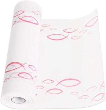 Nikcorp Stolna traka dekorativna za stol, prozirna s uzorkom, za pričest i krštenje, poliester, otporna na trganje, roza, 28cm x 12m