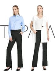 Nikcorp Ženske hlače trapez kroja, rastezljive poslovne hlače za ured, 5 džepova, udobne i elegantne, antracit sive, M, 84 cm