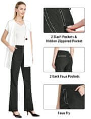 Nikcorp Ženske hlače trapez kroja, rastezljive poslovne hlače za ured, 5 džepova, udobne i elegantne, antracit sive, M, 84 cm