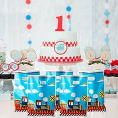 Nikcorp Poklon vrećice 50 kom, vodootporne plastične vrećice za darove s motivom vlaka, za dječji rođendan i baby shower, 18.3 cm