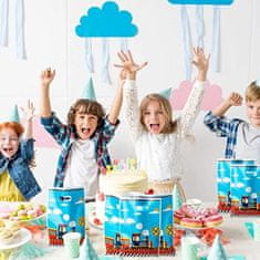 Nikcorp Poklon vrećice 50 kom, vodootporne plastične vrećice za darove s motivom vlaka, za dječji rođendan i baby shower, 18.3 cm