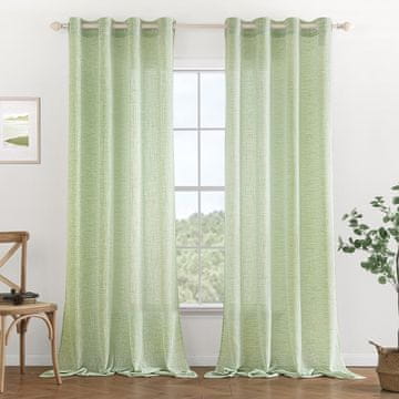 Nikcorp Dekorativne zavjese s prstenovima, set 2 kom, lanena tekstura za privatnost i filtriranje svjetla, 140x260 cm, zelene