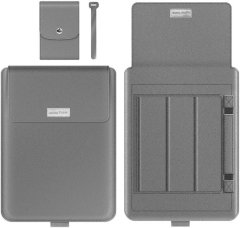 Nikcorp Futrola za laptop sa stalkom, vodootporna torba od umjetne kože za prijenosno računalo 16/17 inča, siva