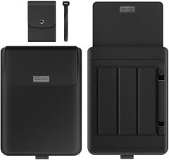 Nikcorp Futrola za laptop s funkcijom stalka, vodootporna sintetička koža za prijenosno računalo, ergonomski stalak, crna 15"