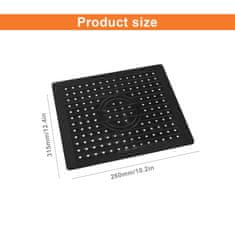 Nikcorp Silikonska podloga za sušenje posuđa, protuklizna s brzim odvodom, prilagodljiva za sudoper i radnu ploču, crna 31,5x26,4 cm