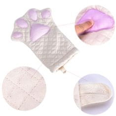 Nikcorp Kuhinjske rukavice mačja šapa, prošivene pamučne za pečenje i kuhanje, toplinska zaštita do 250°C, bijelo-roze