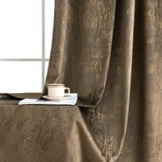 Nikcorp Baršunaste termo zavjese za zamračivanje, set 2 kom, s metalnim prstenovima, elegantne smeđe sa zlatnim printom 140x145 cm