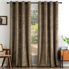 Nikcorp Baršunaste termo zavjese za zamračivanje, set 2 kom, s metalnim prstenovima, elegantne smeđe sa zlatnim printom 140x145 cm