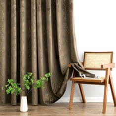 Nikcorp Baršunaste termo zavjese za zamračivanje, set 2 kom, s metalnim prstenovima, elegantne smeđe sa zlatnim printom 140x145 cm
