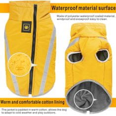 Nikcorp Zimska jakna za pse, vodootporna i vjetrootporna, podstavljena toplim flisom, s reflektirajućim trakama, žuta, 2XL