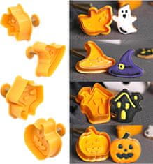 Nikcorp Kalupi za kekse 3D Halloween, set za pečenje kolača, 4 komada, za fondan, čokoladu i tijesto, sigurna plastika