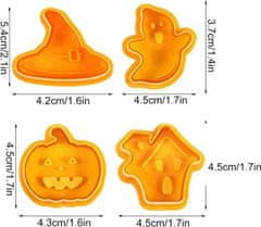 Nikcorp Kalupi za kekse 3D Halloween, set za pečenje kolača, 4 komada, za fondan, čokoladu i tijesto, sigurna plastika
