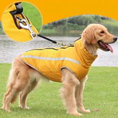 Nikcorp Zimska jakna za pse, vodootporna i vjetrootporna, podstavljena toplim flisom, s reflektirajućim trakama, žuta, 2XL