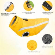 Nikcorp Zimska jakna za pse, vodootporna i vjetrootporna, podstavljena toplim flisom, s reflektirajućim trakama, žuta, 2XL