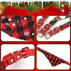 Nikcorp Božićne marame za pse i mačke, set 3 kom, podesiva ogrlica s kopčom, pamučna bandana, zelena/karirana/pahuljice, 29-38 cm