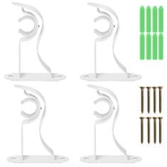 Nikcorp Nosači za karniše 6 komada, metalni zidni držači za zavjese, stabilno pričvršćivanje, za promjer 18-22 mm, bijeli