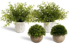 Nikcorp Umjetne biljke u tegli set 4 kom, realističan izgled za dekoraciju interijera, zeleni listovi s efektom mraza