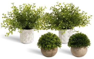 Nikcorp Umjetne biljke u tegli set 4 kom, realističan izgled za dekoraciju interijera, zeleni listovi s efektom mraza