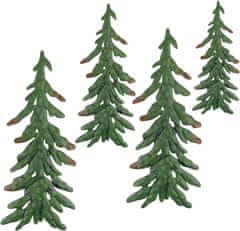 Nikcorp Božićni ukrasi za bor, set 4 komada, metalne zidne dekoracije za kuću i vrt, viseći ukrasi za blagdane, zeleni, razne veličine