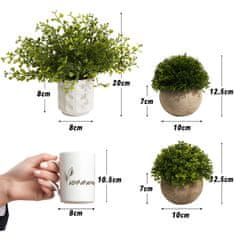 Nikcorp Umjetne biljke u tegli set 4 kom, realističan izgled za dekoraciju interijera, zeleni listovi s efektom mraza