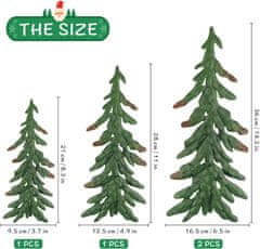 Nikcorp Božićni ukrasi za bor, set 4 komada, metalne zidne dekoracije za kuću i vrt, viseći ukrasi za blagdane, zeleni, razne veličine