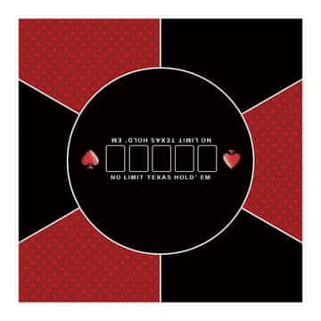 Nikcorp Podloga za poker 120x120 cm, gumena protuklizna i vodootporna podloga za Texas Hold'em i kartaške igre, crvena