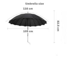 Nikcorp Automatski kišobran s 16 rebara, otporan na vjetar, s drvenom ručkom, vodootporan, brzo sušeći, veliki, bijeli, 105 cm