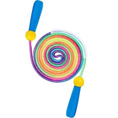 Nikcorp Dječja vijača za preskakanje za aktivnu igru i razvoj, s drvenim ručkama, podesiva duljina 2,5 m, šarena