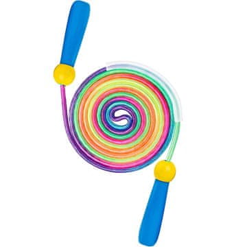 Nikcorp Dječja vijača za preskakanje za aktivnu igru i razvoj, s drvenim ručkama, podesiva duljina 2,5 m, šarena