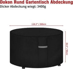 Nikcorp Pokrivač za vrtni namještaj vodootporan, okrugla zaštitna cerada otporna na UV zračenje i vjetar, 600D Oxford tkanina, 300x90 cm