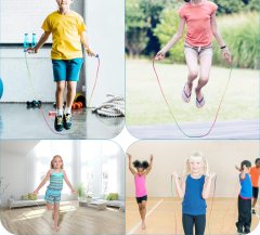 Nikcorp Dječja vijača za preskakanje za aktivnu igru i razvoj, s drvenim ručkama, podesiva duljina 2,5 m, šarena