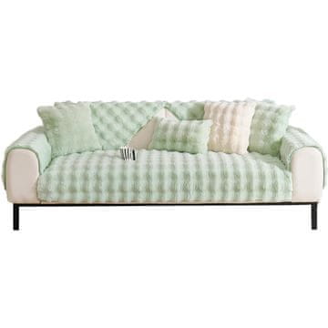 Nikcorp Presvlaka za kutnu garnituru L, protuklizna, zečji pliš, mekana i periva zaštita za sofu od dlaka i prljavštine, zelena 90x180 cm